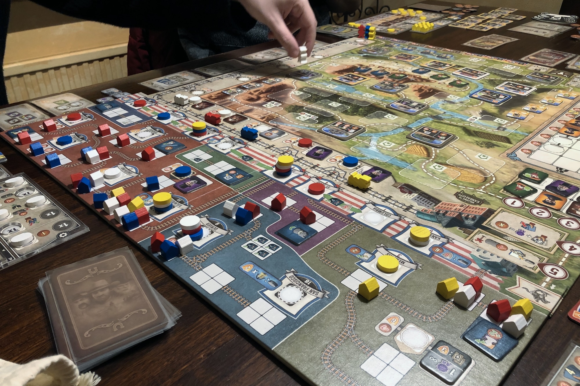 Great Western Trails board with the Rails to the North expansion board