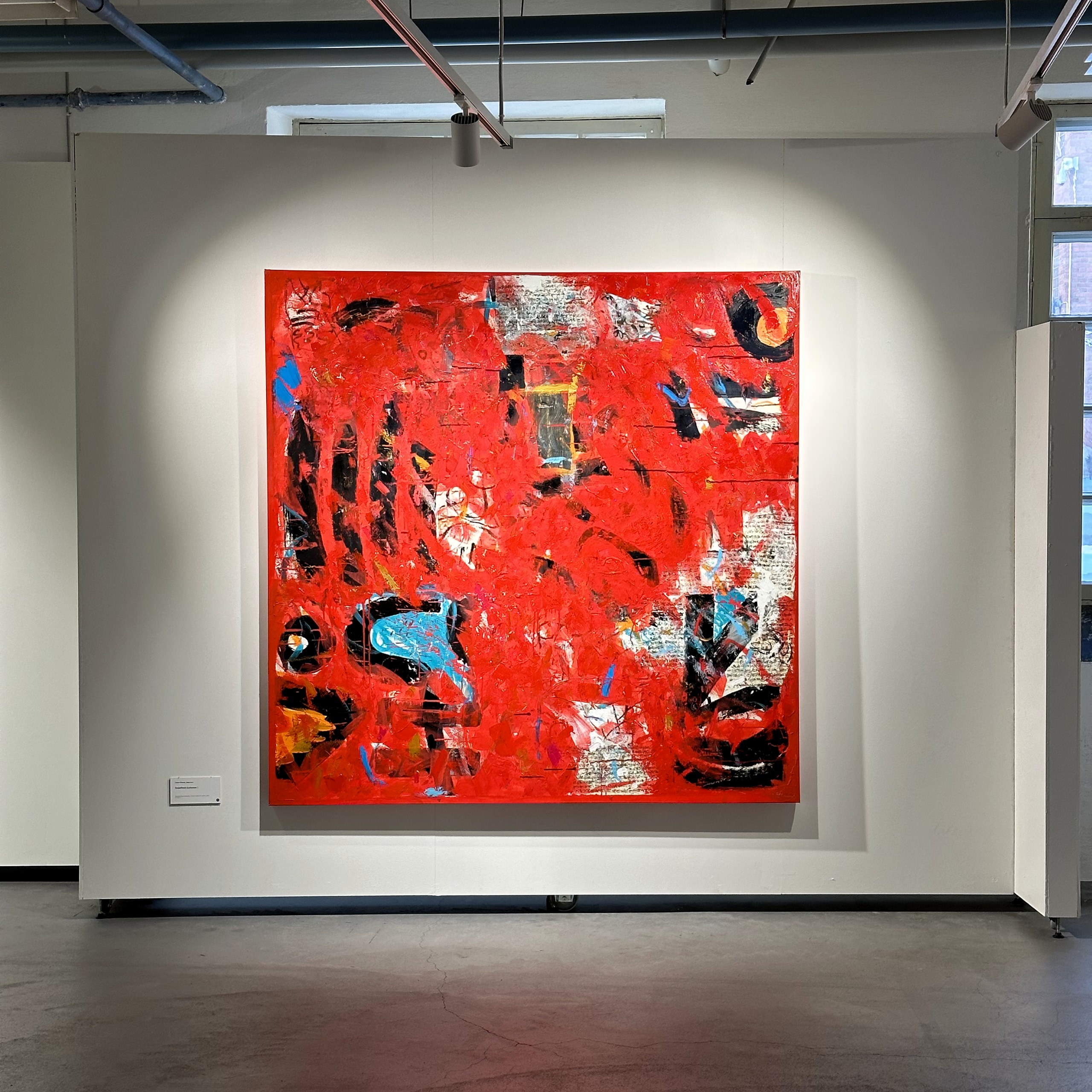 Undefined Exclusion I, a large red painting by Canal Cheong Jagerroos.