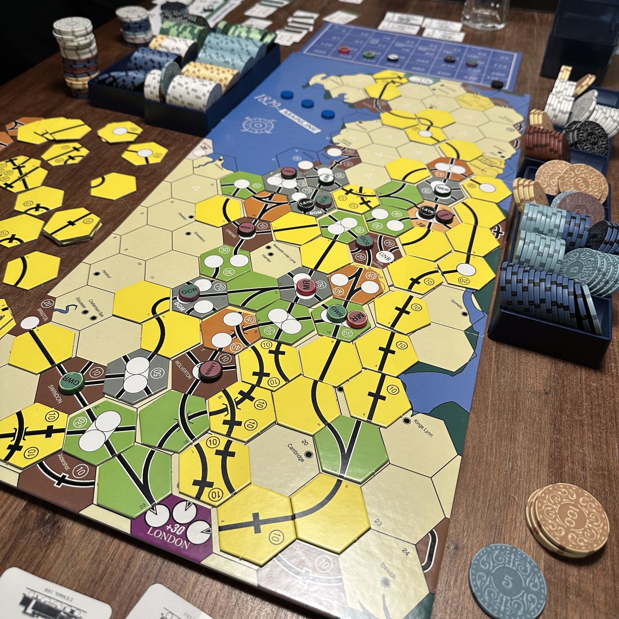 1829 Mainline board at the end of the game.